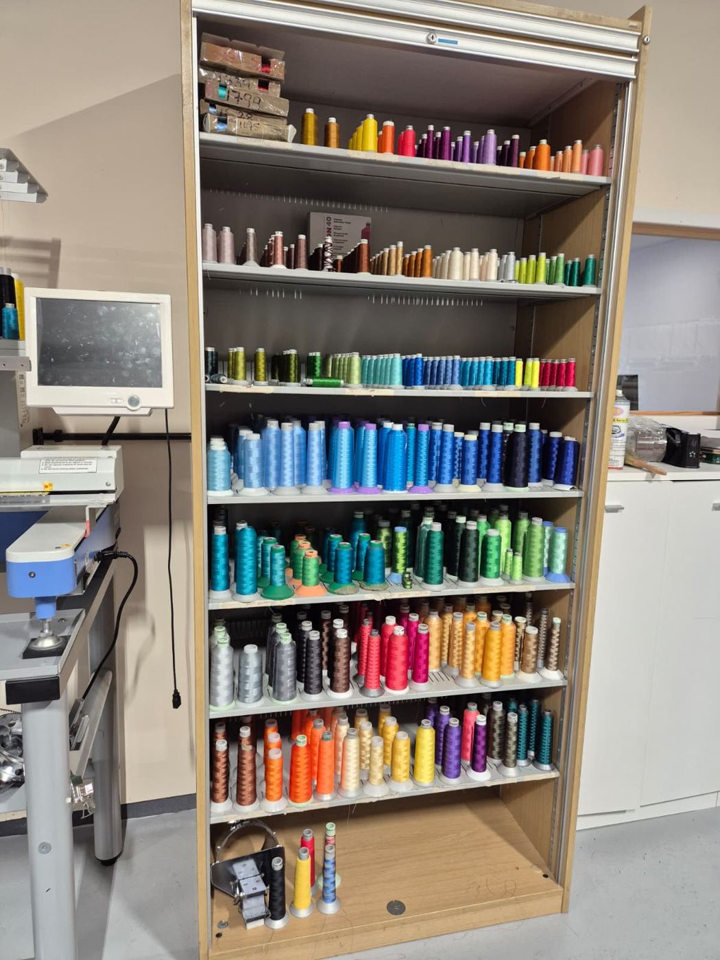 Embroidery thread cabinet in the Stitches 2 Impress studio, Leicester